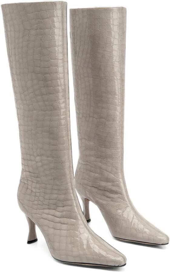 BY FAR Stevie 42 crocodile-embossed boots Beige - Foto 5