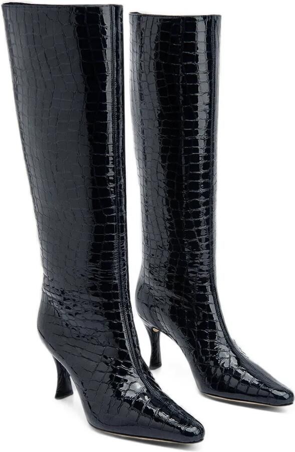 BY FAR Stevie 42 crocodile-embossed leather boots Blauw