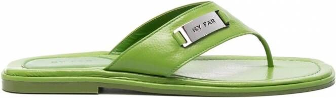 BY FAR Piel teenslippers Groen