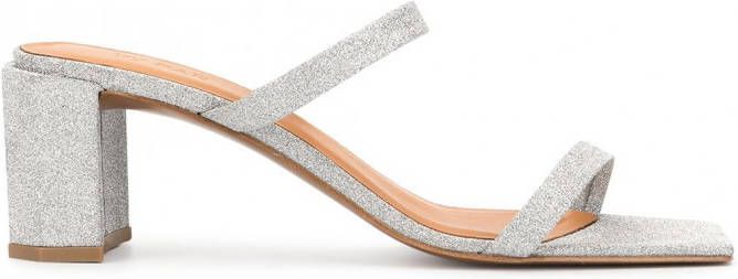 BY FAR Tanya glitter muiltjes Zilver - Schoenen.nl