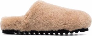 By Malene Birger Slippers met imitatielamswol Bruin