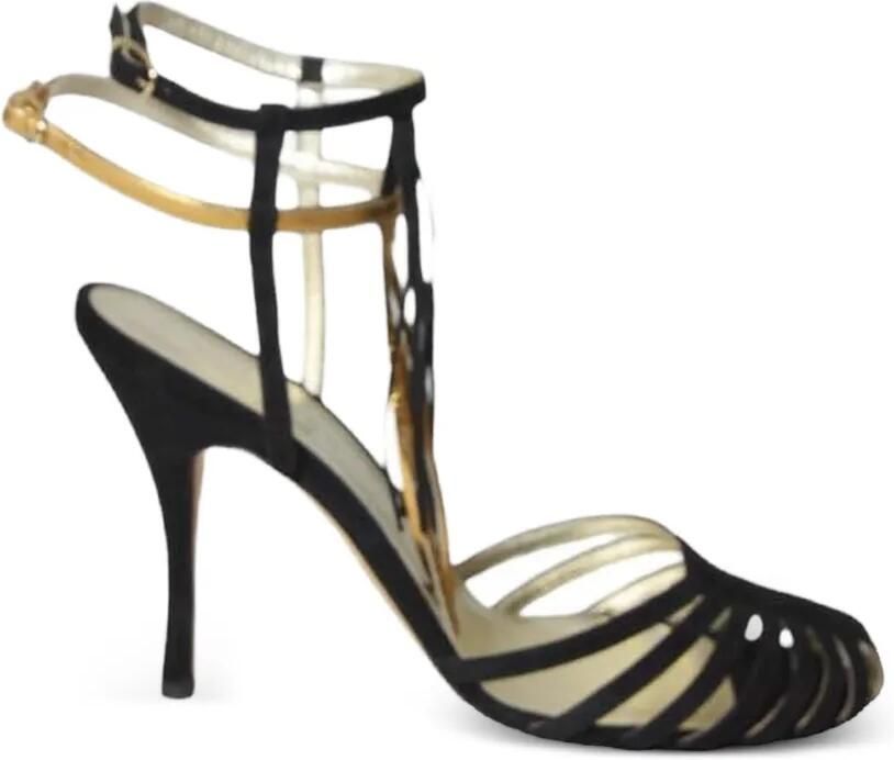 CABECEO Mina gevlochten sandalen met hak Zwart