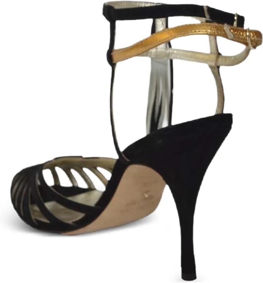 CABECEO Mina gevlochten sandalen met hak Zwart - Foto 2