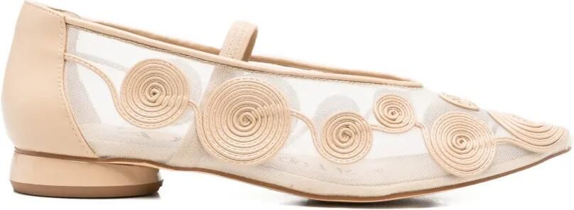 CAFèNOIR Ballerina's met geborduurde spiraal Beige