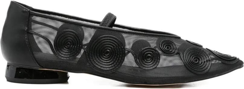 CAFèNOIR Ballerina's met spiraal-applicatie Zwart