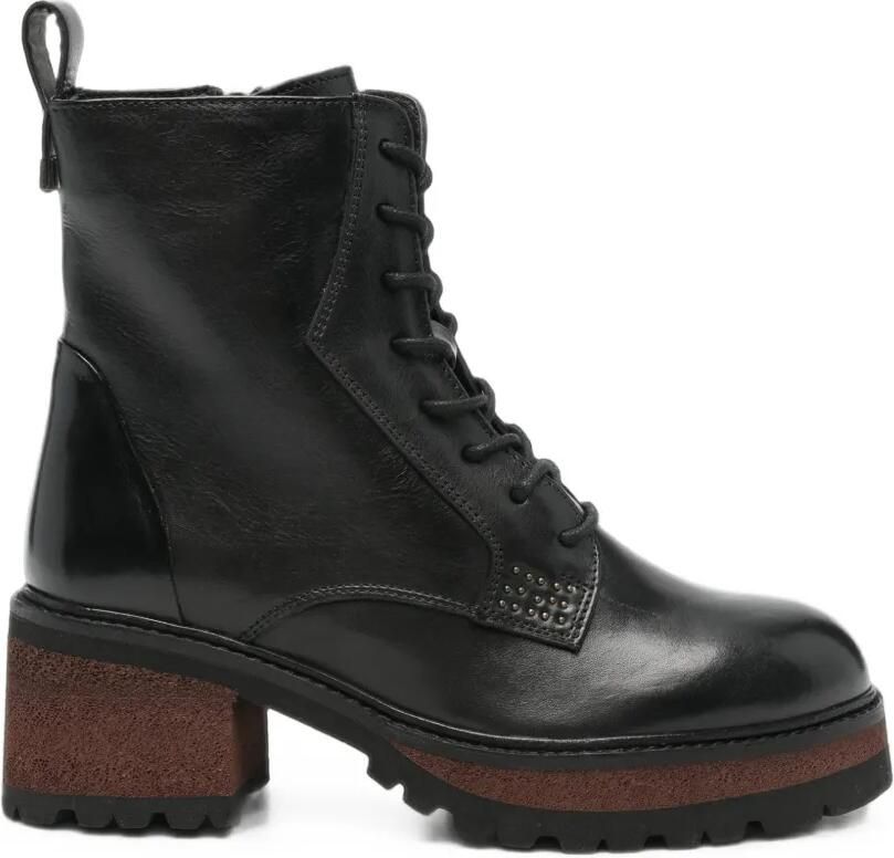 CAFèNOIR Enkellaarzen met studs en veters Zwart