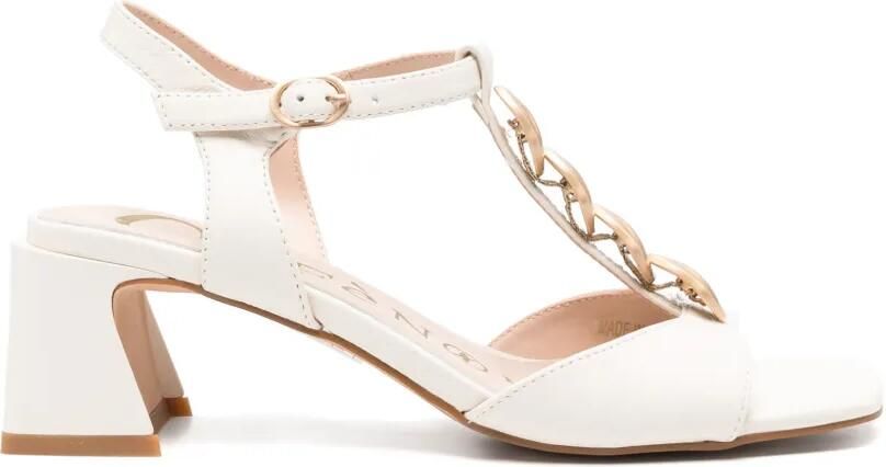 CAFèNOIR Sandalen met T-bandje en schakelketting Wit