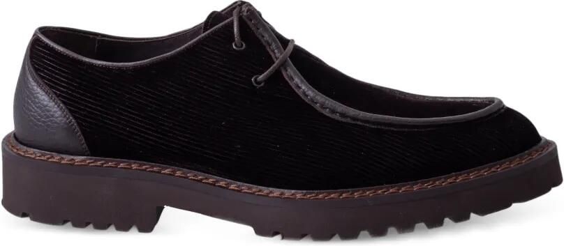 CALCE Ribfluwelen derby schoenen met leren afwerking Bruin