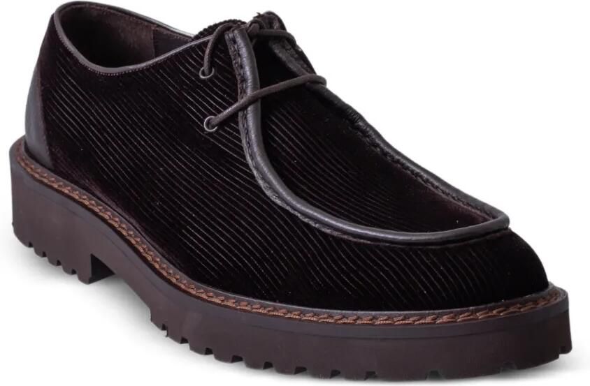 CALCE Ribfluwelen derby schoenen met leren afwerking Bruin - Foto 3