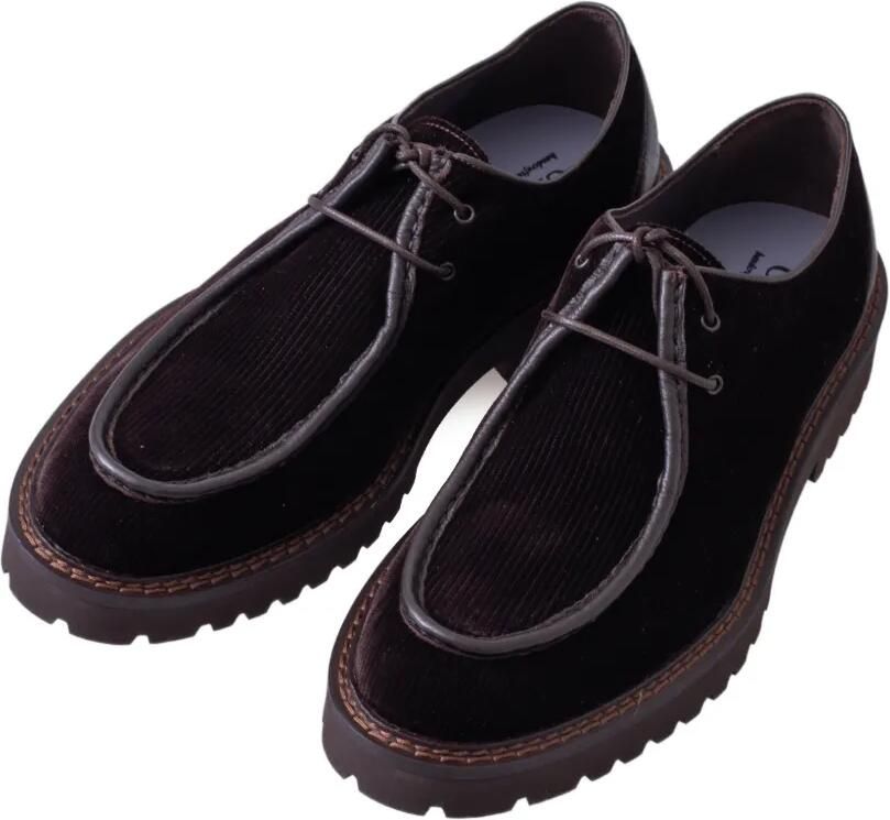 CALCE Ribfluwelen derby schoenen met leren afwerking Bruin - Foto 2