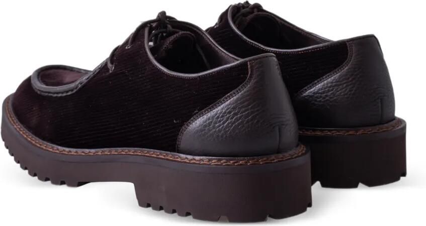 CALCE Ribfluwelen derby schoenen met leren afwerking Bruin - Foto 4