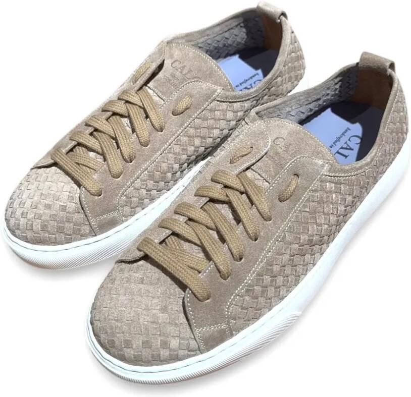 CALCE Geweven sneakers van suède Beige - Foto 2