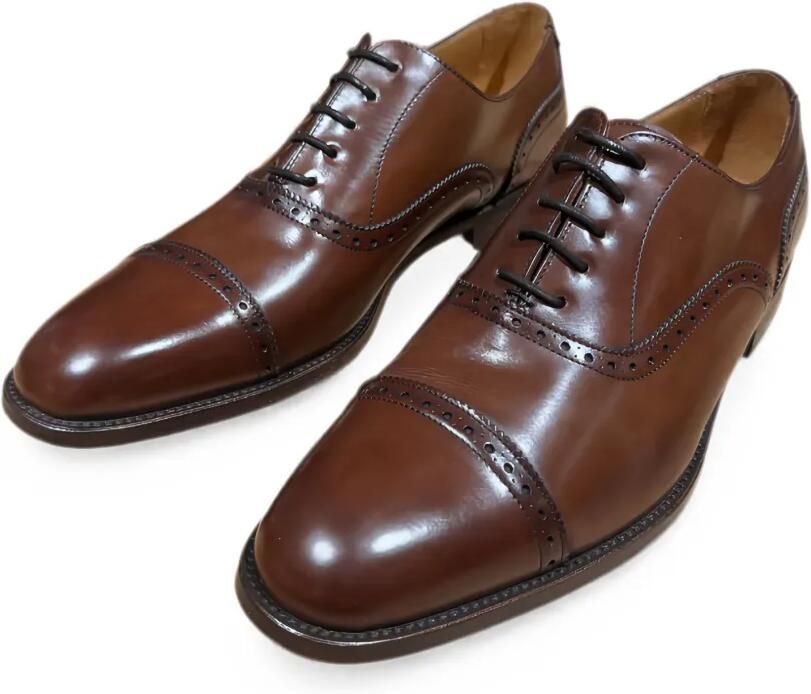 CALCE Leren Oxford schoenen met brogue-detail Bruin - Foto 2
