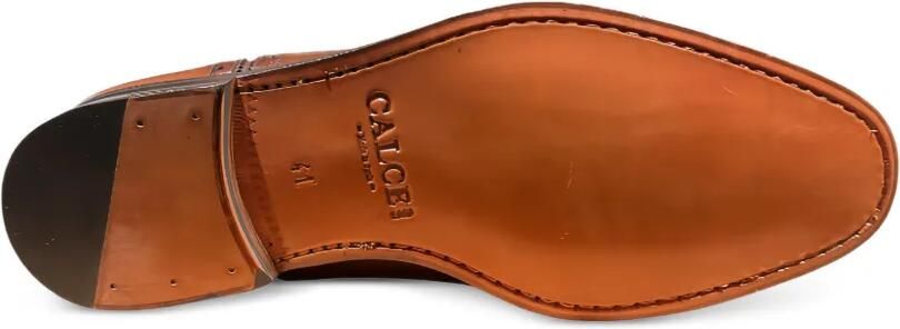 CALCE Leren Oxford schoenen met brogue-detail Bruin - Foto 4