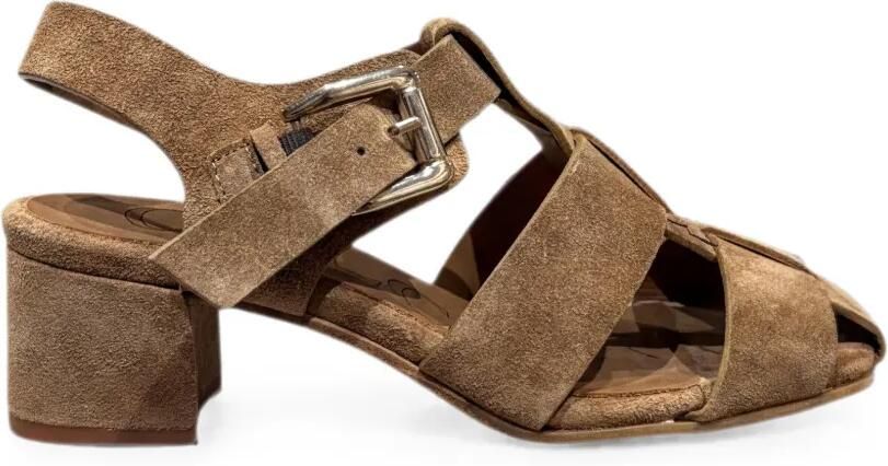 CALCE Leren sandalen met gesp Bruin