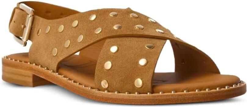 CALCE sandalen met gekruiste bandjes en studs Bruin - Foto 3