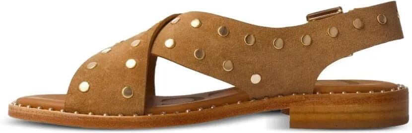 CALCE sandalen met gekruiste bandjes en studs Bruin - Foto 5