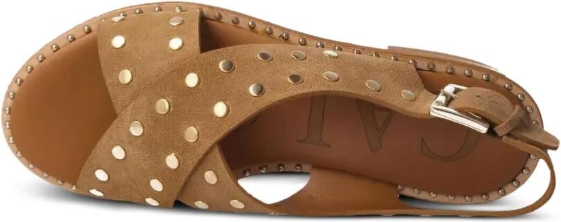 CALCE sandalen met gekruiste bandjes en studs Bruin - Foto 4