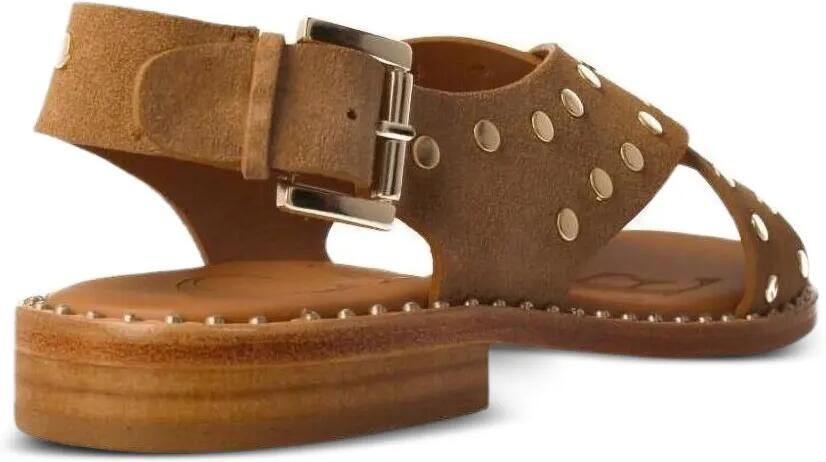 CALCE sandalen met gekruiste bandjes en studs Bruin - Foto 2