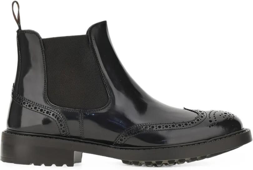 CALCE Stivaletti Chelsea leren laarzen met brogue-detail Zwart