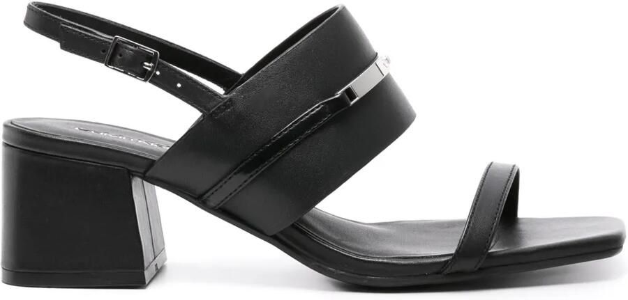 Calvin Klein 55 mm leren sandalen met logoplakkaat Zwart
