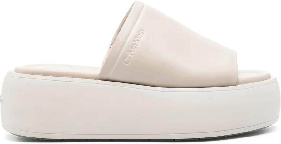 Calvin Klein 60mm muiltjes met plateauzool Beige