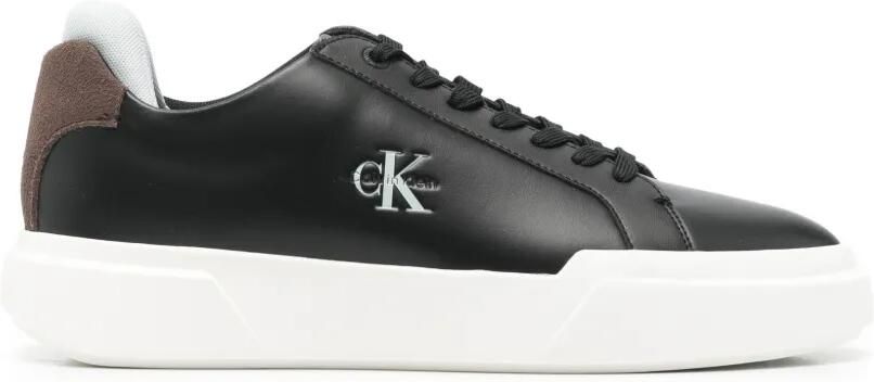 Calvin Klein Chunky Cupsole leren sneakers met logo-plakkaat Zwart