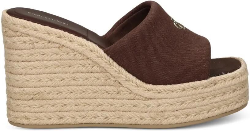 Calvin Klein Espadrilles met logoplakkaat Bruin