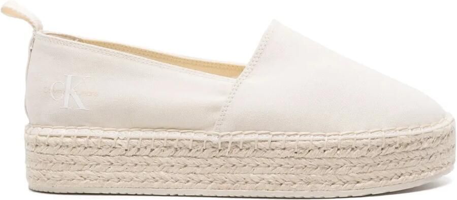 Calvin Klein Jeans 35 mm espadrilles met logoprint en plateauzool Wit