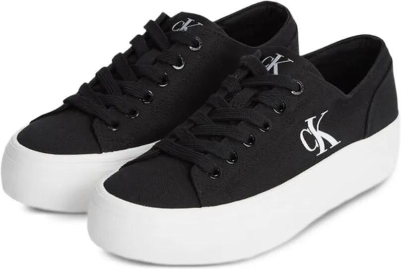 Calvin Klein Jeans Graz canvas sneakers met plateauzool Zwart - Foto 3