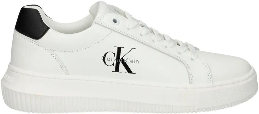 Calvin Klein Jeans Leren sneakers met logodetail Wit