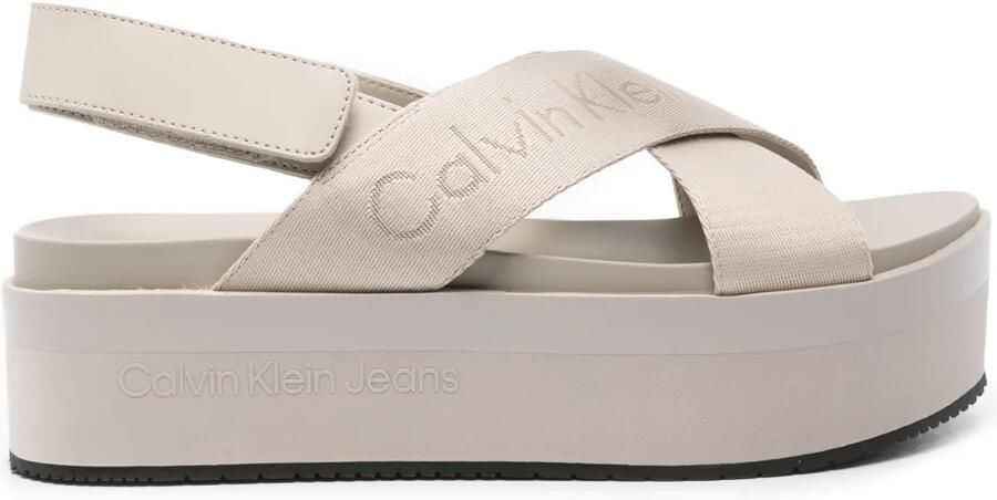 Calvin Klein Jeans Slingback sandalen met plateauzool Beige