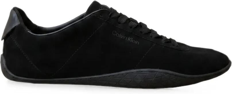 Calvin Klein Kalfsuède sneakers met logo-print Zwart