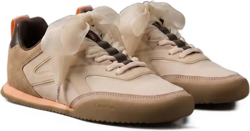 Calvin Klein Kayla organza-bow sneakers Beige - Foto 4