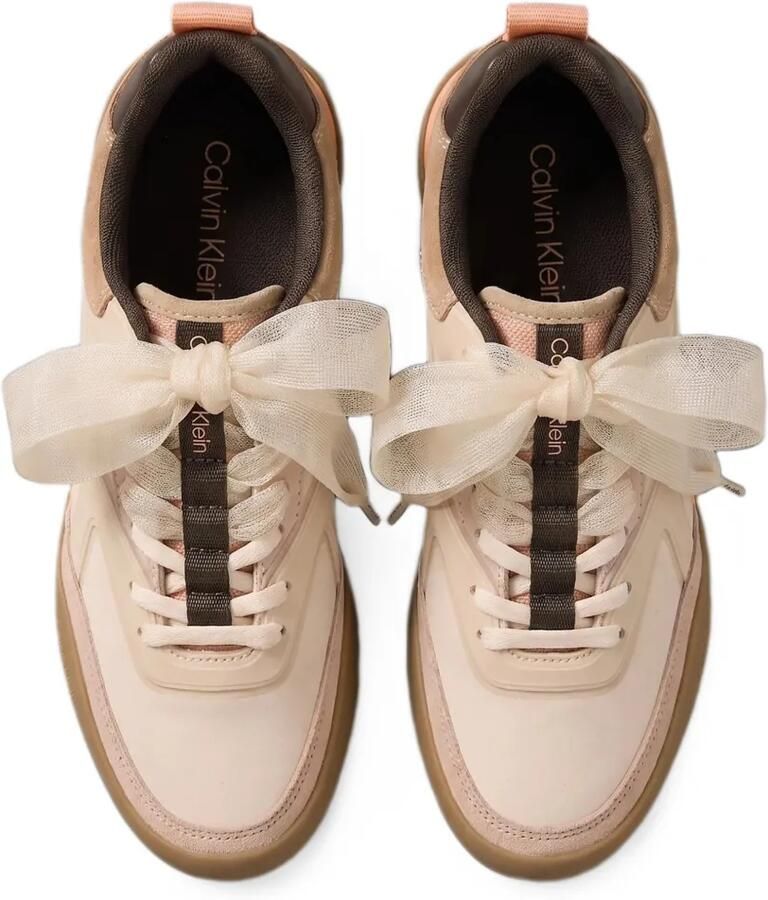 Calvin Klein Kayla organza-bow sneakers Beige - Foto 2