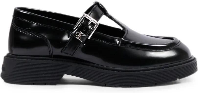 Calvin Klein Kids Leren Oxford schoenen met T-bandje Zwart