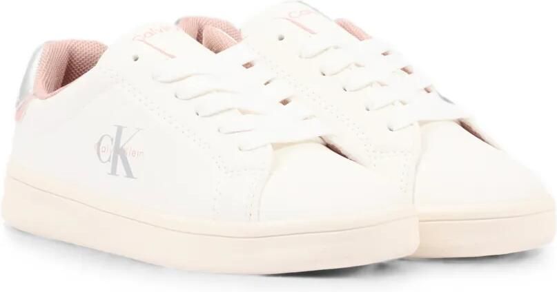 Calvin Klein Kids Leren sneakers met logoprint Wit