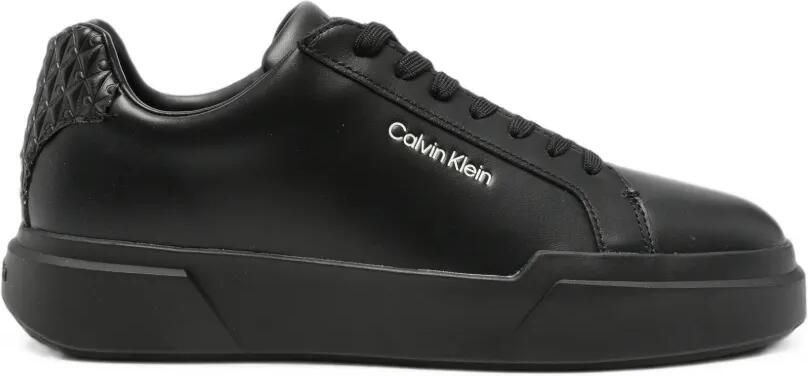 Calvin Klein Leren sneakers met gewatteerde hak Zwart