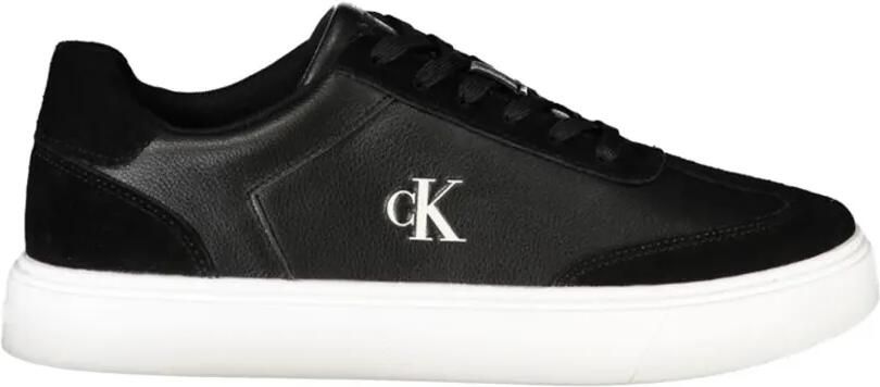 Calvin Klein Leren sneakers met logoplakkaat Zwart
