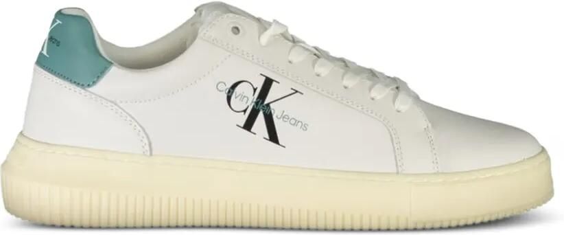 Calvin Klein Leren sneakers met monogram-print Wit