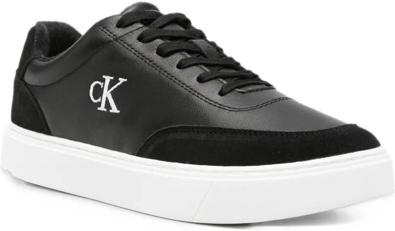 Calvin Klein logo-embroidered leather sneakers Zwart - Foto 3