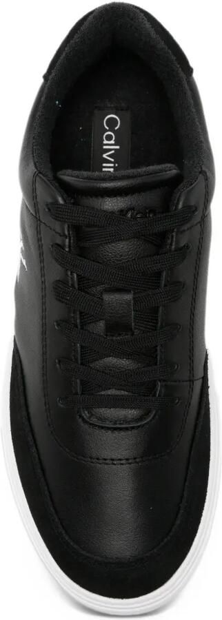 Calvin Klein logo-embroidered leather sneakers Zwart - Foto 4