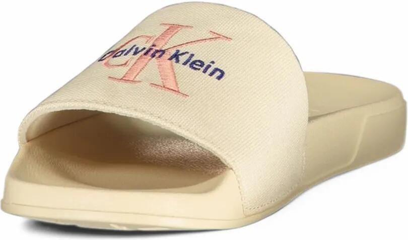 Calvin Klein logo-embroidered pool slides Beige - Foto 2