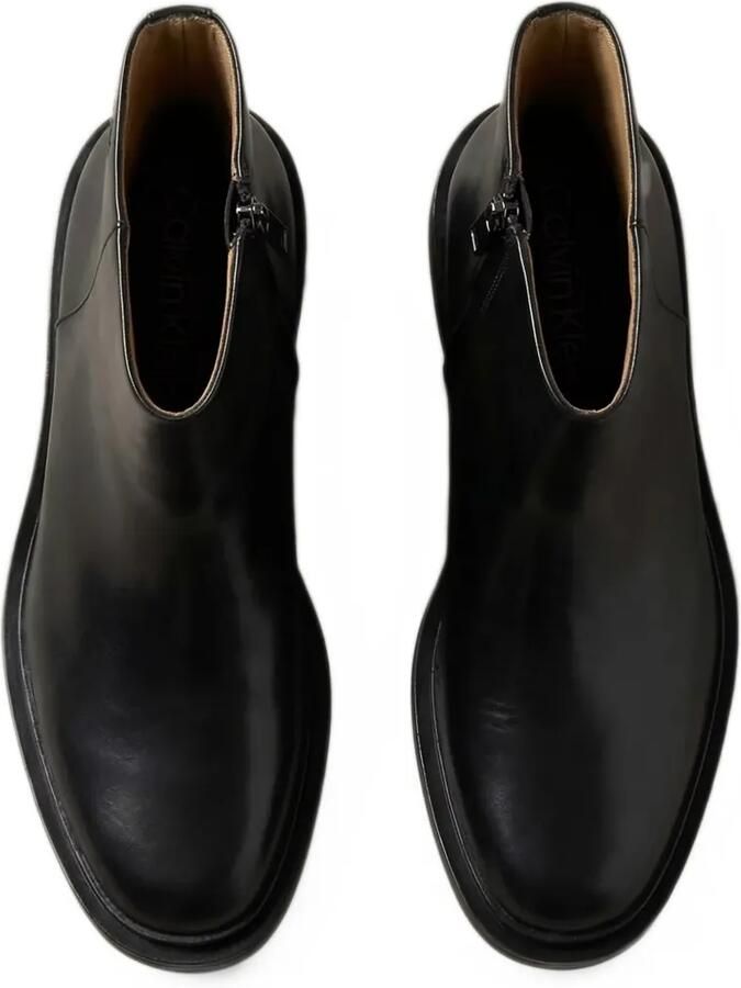 Calvin Klein logo-plaque leather ankle boots Zwart - Foto 3