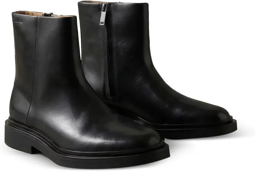 Calvin Klein logo-plaque leather ankle boots Zwart - Foto 4