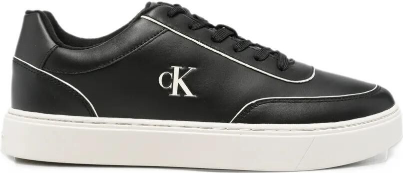 Calvin Klein logo-plaque leather sneakers Zwart
