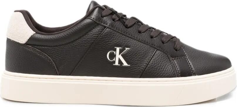 Calvin Klein logo-plaque pebbled leather sneakers Bruin