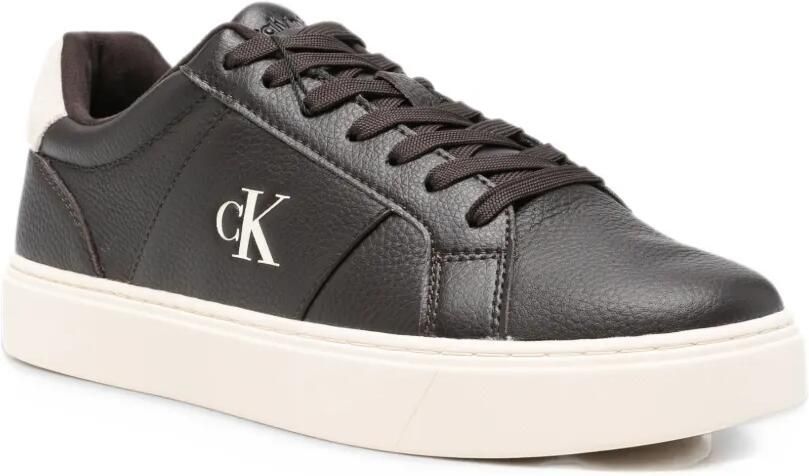 Calvin Klein logo-plaque pebbled leather sneakers Bruin - Foto 2