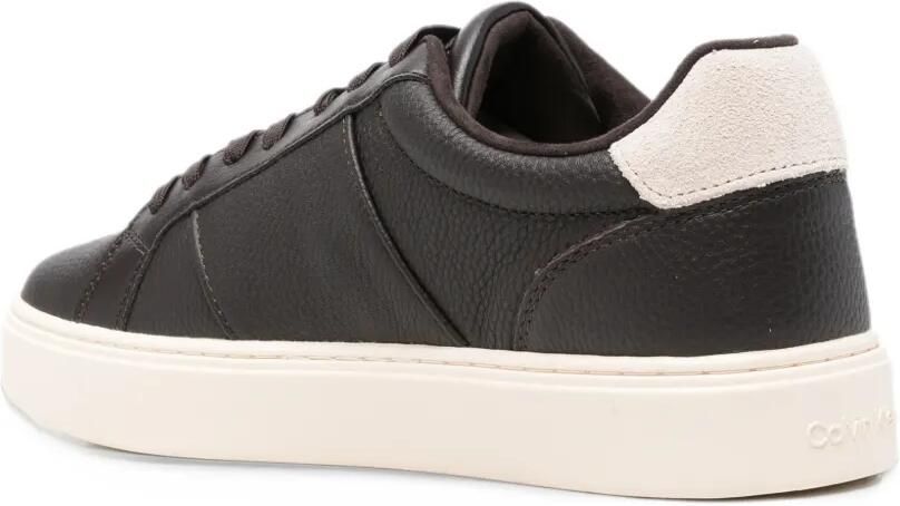 Calvin Klein logo-plaque pebbled leather sneakers Bruin - Foto 3