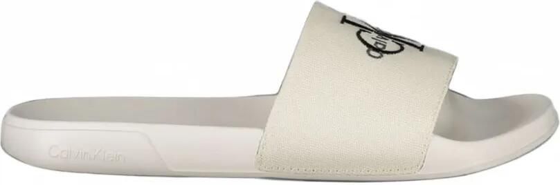 Calvin Klein logo-print slides Wit